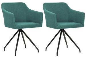 247062 Dining Chair 2 pcs Swivel Green Fabric