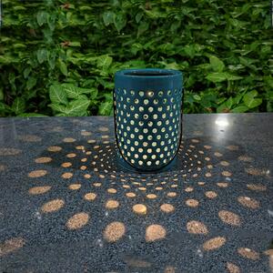 Homebase Edit Solar Solar Ceramic Holey Lantern Teal