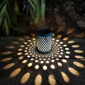 Homebase Edit Solar Solar Ceramic Holey Lantern Teal