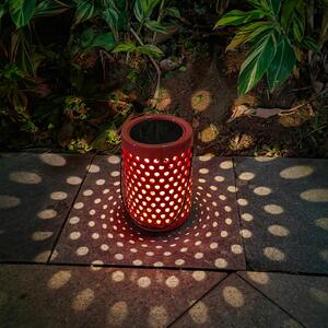 Homebase Edit Solar Solar Ceramic Holey Lantern Coral