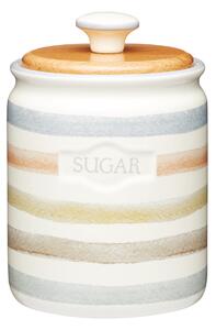 KitchenCraft Ceramic Sugar Canister Blue, Brown and White