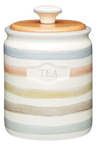 KitchenCraft Ceramic Tea Canister White, Blue and Brown