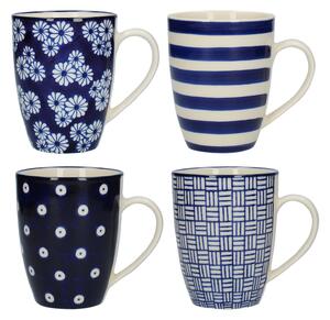 Set of 4 London Pottery Blue Tulip Mugs Blue