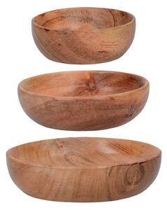 Set of 3 Mikasa Drift Wooden Bowls Brown