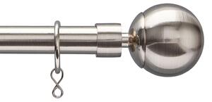 Extendable Ball Finial Curtain Pole - Satin Steel - 1.2-2.1m (16/19mm)