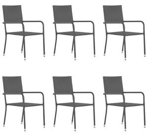 Outdoor Dining Chairs 6 pcs Poly Rattan Black