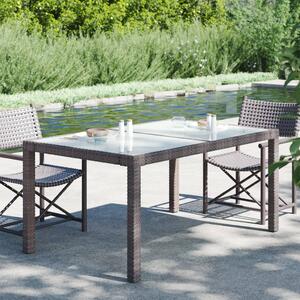 Garden Table 150x90x75 cm Tempered Glass and Poly Rattan Brown