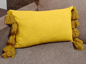 House Beautiful Cotton Tassel Cushion - 30x50cm - Freesia Yellow