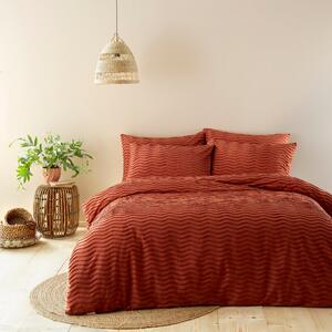 Arlo Terracotta 100% Cotton Duvet Cover and Pillowcase Set Orange