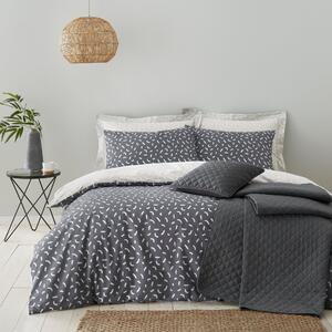Dash Charcoal 100% Cotton Duvet Cover and Pillowcase Set Charcoal/White