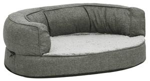 Ergonomic Dog Bed Mattress 60x42 cm Linen Look Fleece Grey