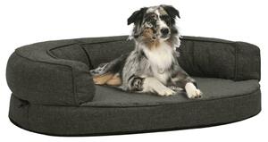 Ergonomic Dog Bed Mattress 75x53 cm Linen Look Fleece Dark Grey