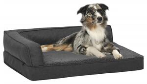 Ergonomic Dog Bed Mattress 60x42 cm Linen Look Fleece Dark Grey