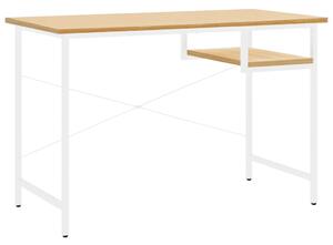 Computer Desk White and Light Oak 105x55x72 cm MDF and Metal
