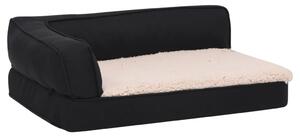 Ergonomic Dog Bed Mattress 75x53 cm Linen Look Fleece Black