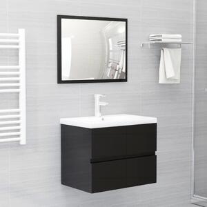 Bathroom Furniture Set High Gloss Black Chipboard