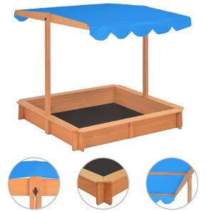 Sandbox with Adjustable Roof Firwood 115x115x115 cm
