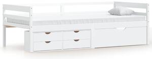 Bed Frame with Drawers&Cabinet White Solid Pinewood 90x200 cm