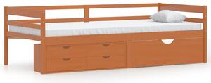 Bed Frame with Drawers&Cabinet Honey Brown Pinewood 90x200 cm
