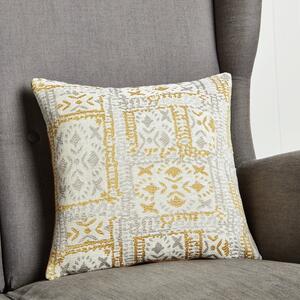 Lerma Chenille Cushion Cover Yellow, Grey and White