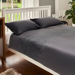 The Willow Manor Easy Care Percale Single Duvet Set Ruched Panel - Charcoal