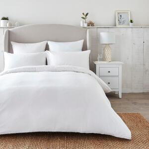 Dorma Purity Nimes 300 Thread Count Cotton Sateen Duvet Cover and Pillowcase Set White