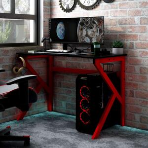 Gaming Desk with K Shape Legs Black and Red 110x60x75 cm