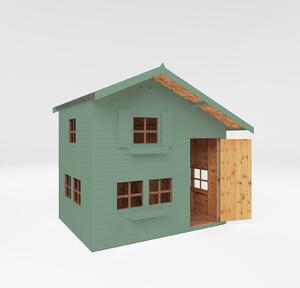 Country Living 7ft x 5ft Premium Bewdley Double Storey Playhouse with Veranda Painted + Installation - Thorpe Towers Grey