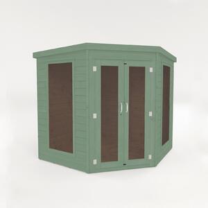 Country Living Premium Ribble 7ft x 7ft Corner Summerhouse Painted + Installation - Aurora Green