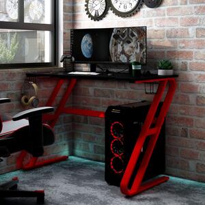 Gaming Desk with ZZ Shape Legs Black and Red 90x60x75 cm