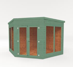 Country Living Premium Ribble 9ft x 9ft Corner Summerhouse Painted + Installation - Aurora Green