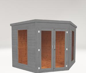 Country Living Premium Ribble 8ft x 8ft Corner Summerhouse Painted + Installation - Thorpe Towers Grey