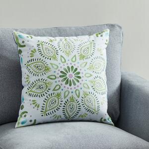 Azami Green Placement Cushion Green, Blue and White
