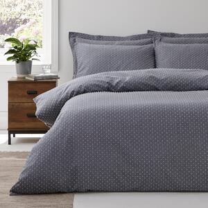 Maddox Denim Textured Polka Dot 100% Cotton Duvet Cover and Pillowcase Set Blue
