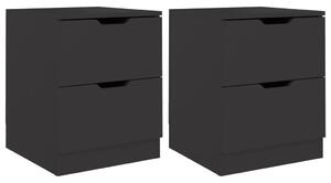 Bedside Cabinets 2 pcs Black 40x40x50 cm Engineered Wood