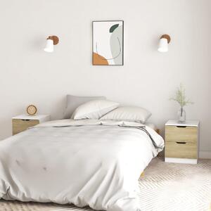 Bedside Cabinets 2 pcs White & Sonoma Oak 40x40x50 cm Chipboard