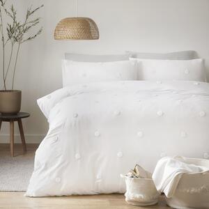 Appletree Dot White 100% Cotton Duvet Cover and Pillowcase Set White