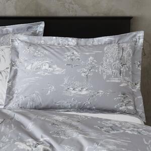 Chinoiserie Grey Oxford Pillowcase Grey/White
