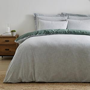 Enzo Chambray Forest Green 100% Cotton Duvet Cover and Pillowcase Set Green