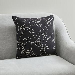 Face Cushion Cover Black and White