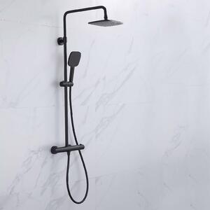 Hunsdon Thermostatic Valve, Square Overhead and Hand Shower Black