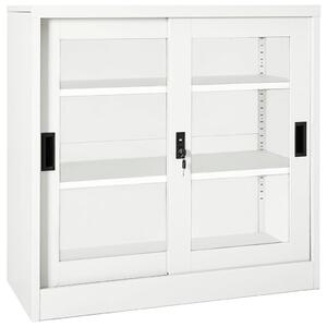 Sliding Door Cabinet White 90x40x90 cm Steel