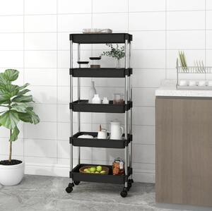 5-Tier Kitchen Trolley Black 40x22x116 cm Iron and ABS