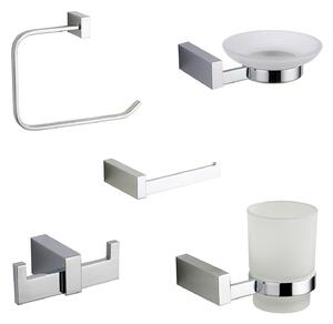 Square 5 piece Piece Wall Mounted Bathroom Accessories Set