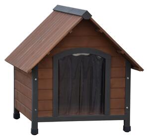@Pet Dog House with Plastic Flaps Rustique Brown 76x76x72 cm