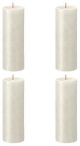 Bolsius Rustic Pillar Candles Shimmer 4 pcs 190x68 mm Ivory