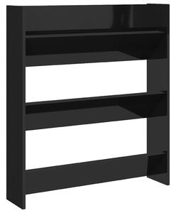 Wall Shoe Cabinet High Gloss Black 80x18x90 cm Engineered Wood