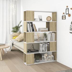 Book Cabinet Room Divider White and Sonoma Oak Chipboard