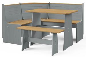 3 Piece Dining Set Honey Brown and Grey Solid Wood Pine