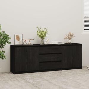 Side Cabinet Black 180x36x65 cm Solid Pinewood